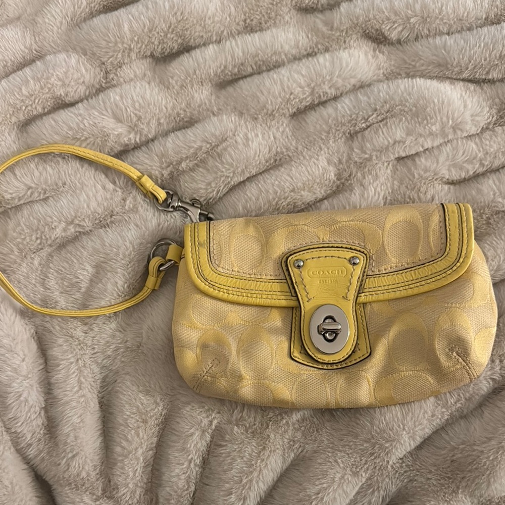 Coach Yellow Clutch with Turnlock Closure